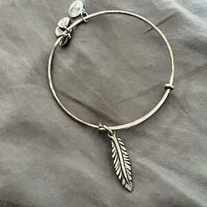 Alex and Ani Silver Feather Charm Bangle